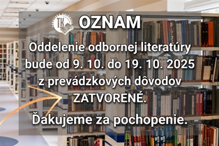 OZNAM PRE ČITATEĽOV
